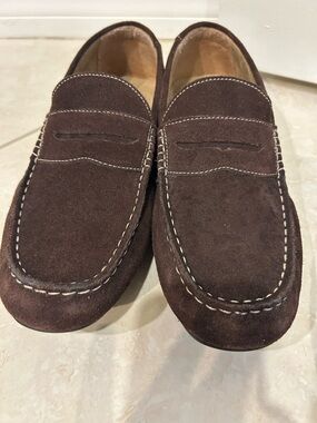 Stafford Dark Brown Suede Penny Loafers